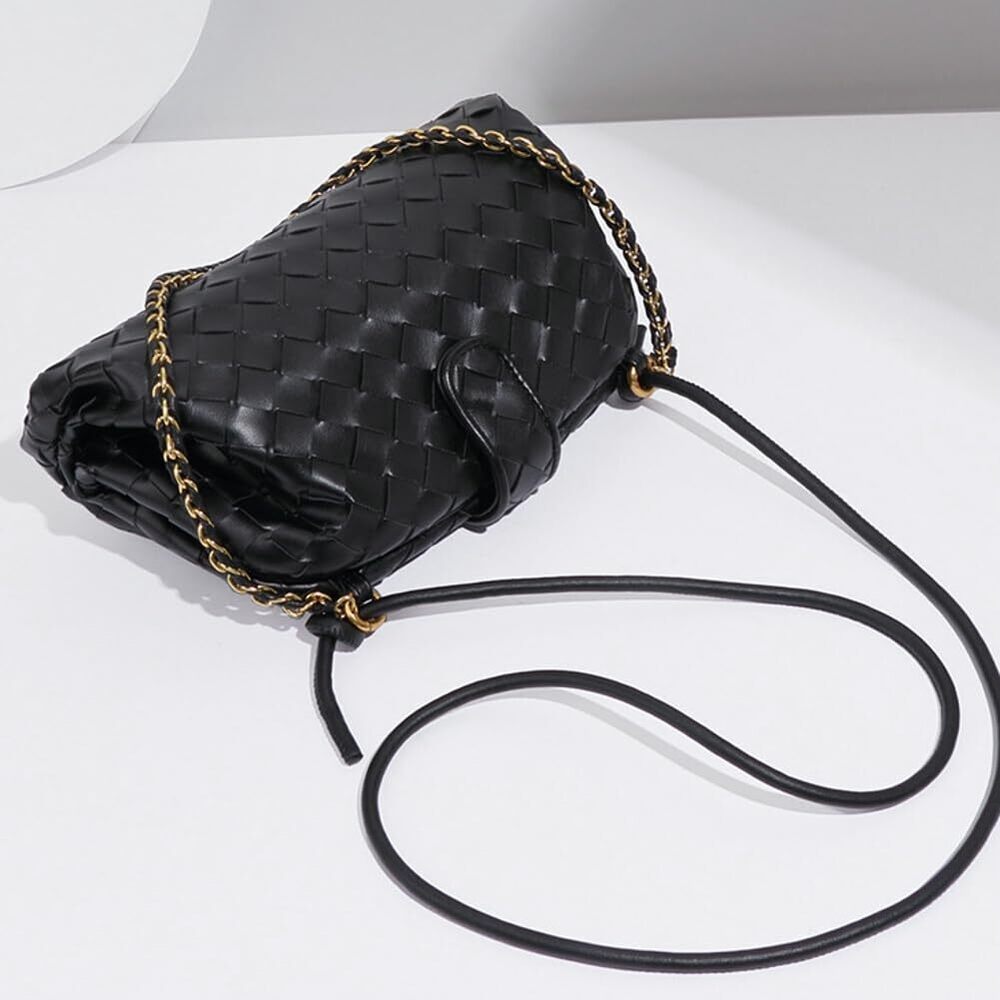 9830 Woven Clutch Purse Shoulder Bag Soft Tote Bag Shell Handbag Crossbody - Picture 6 of 7